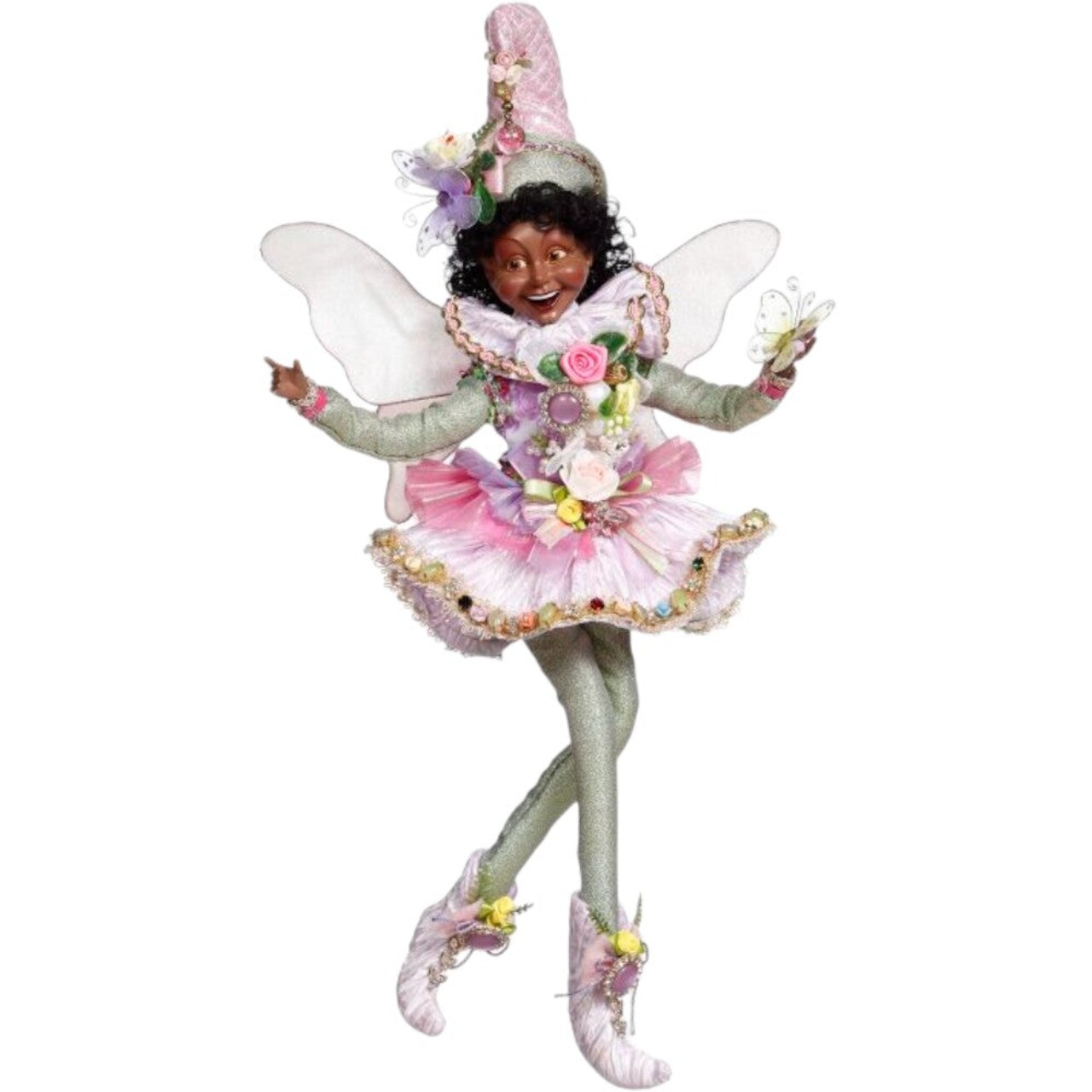 11" African American Flower Garden Fairy – Elegant Fairy-Themed Christmas Decoration